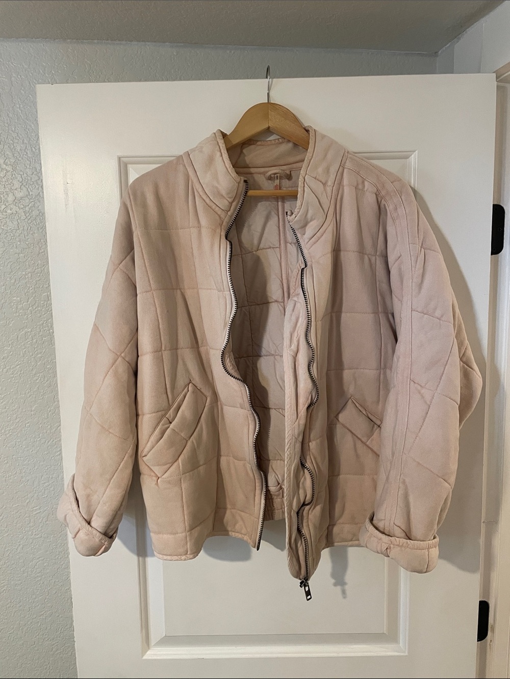 Free People Pale Blush Quilted Puffer Jacket